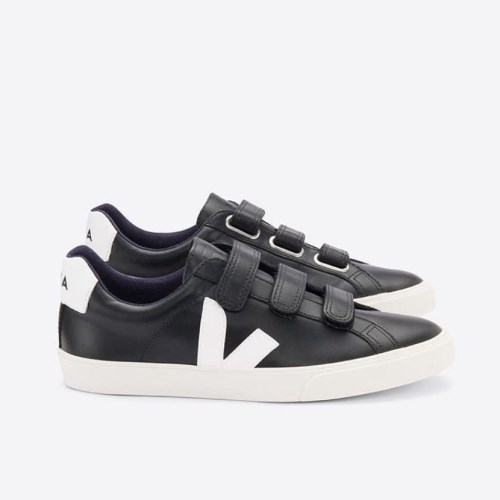 Veja Esplar 3-lock Leather Womens Trainers Black UK 78489